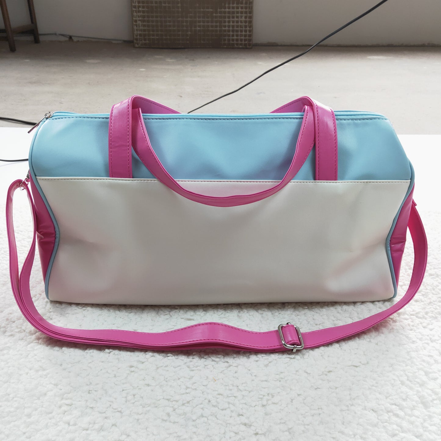 leather weekend print women's duffel bag