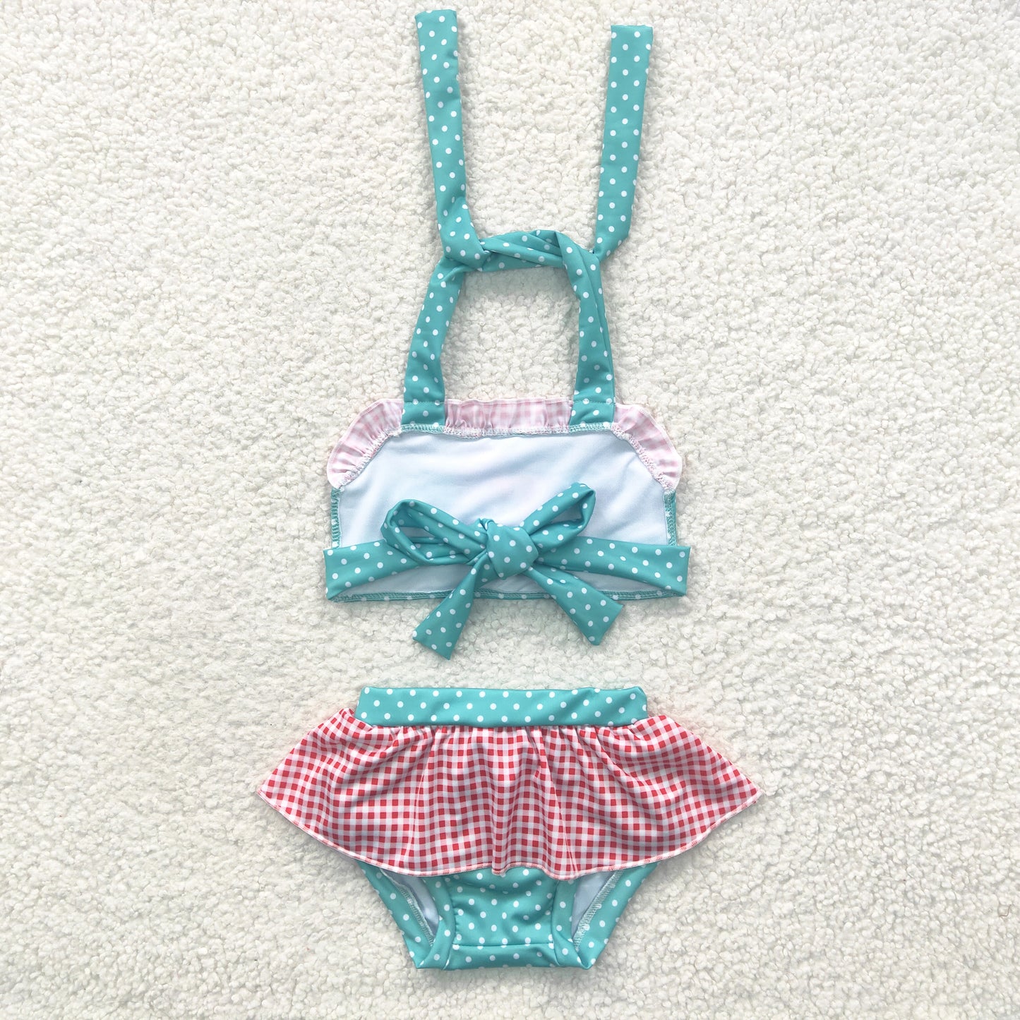 2pcs green mermaid ruffle swimsuit for girl