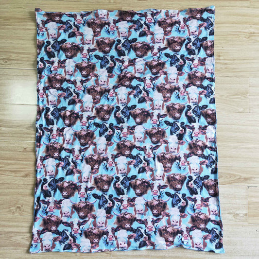blue cows soft minky baby blanket
