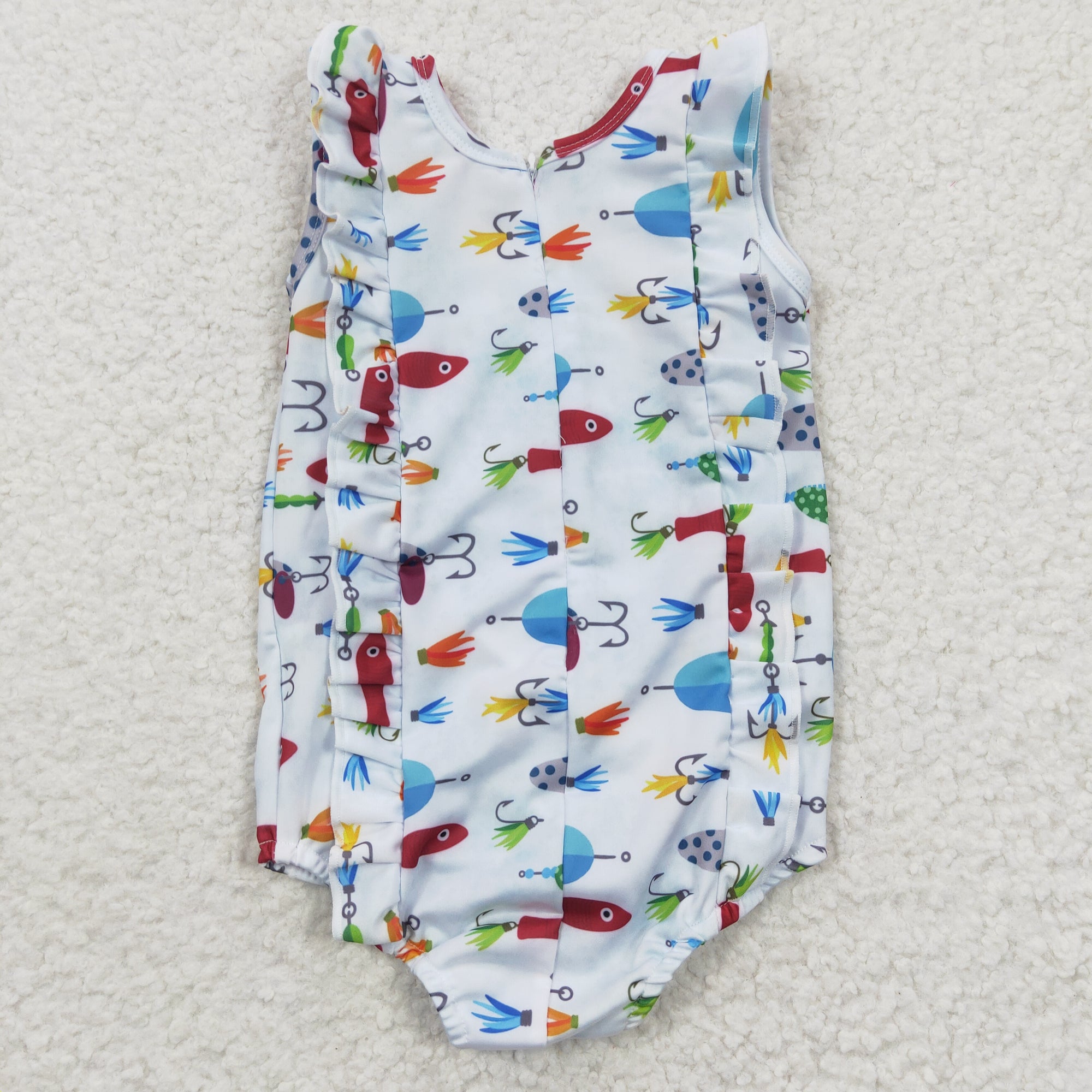 baby girl summer fish hook swimsuit with zip