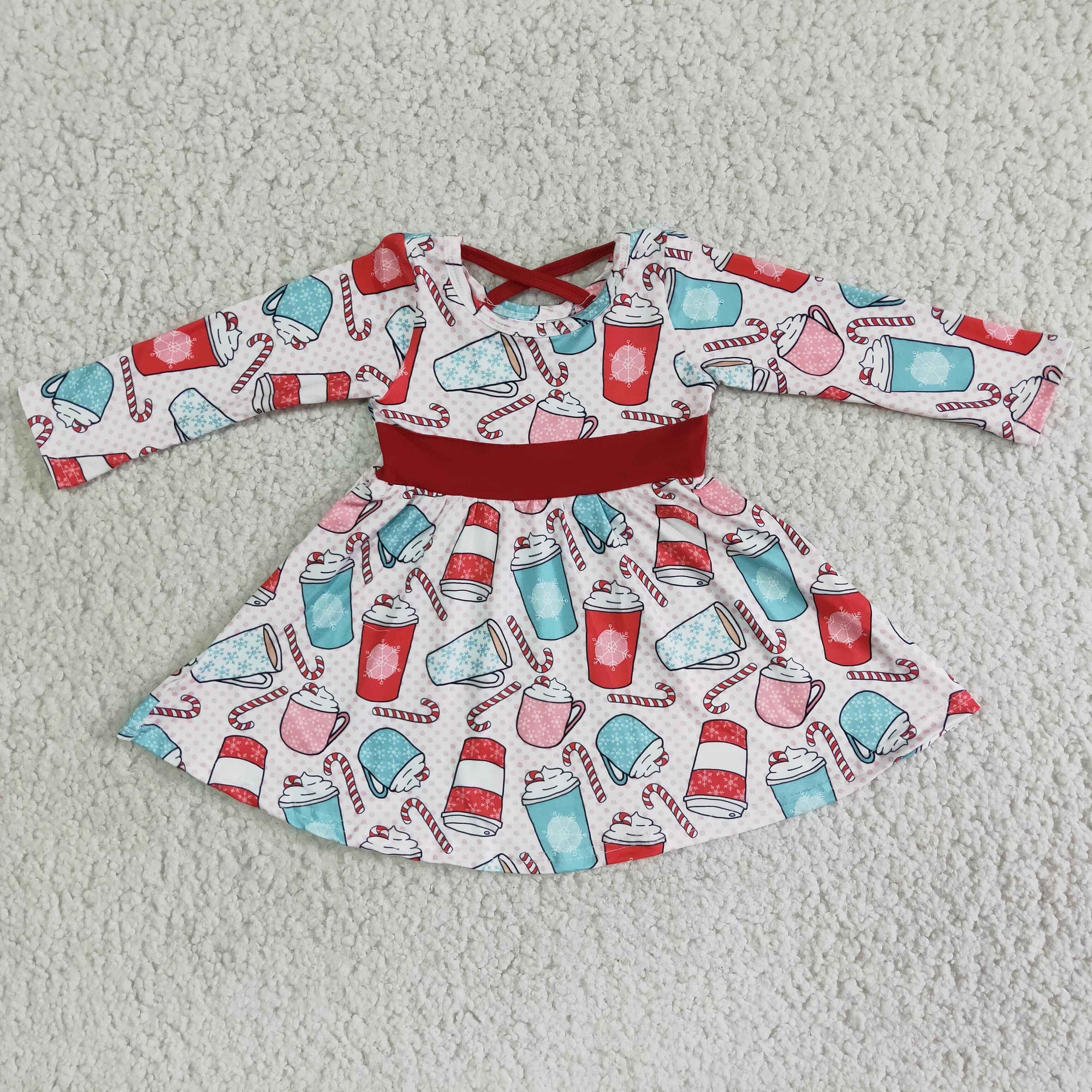 Cup Ice Drink Print Cross Dress for Christmas