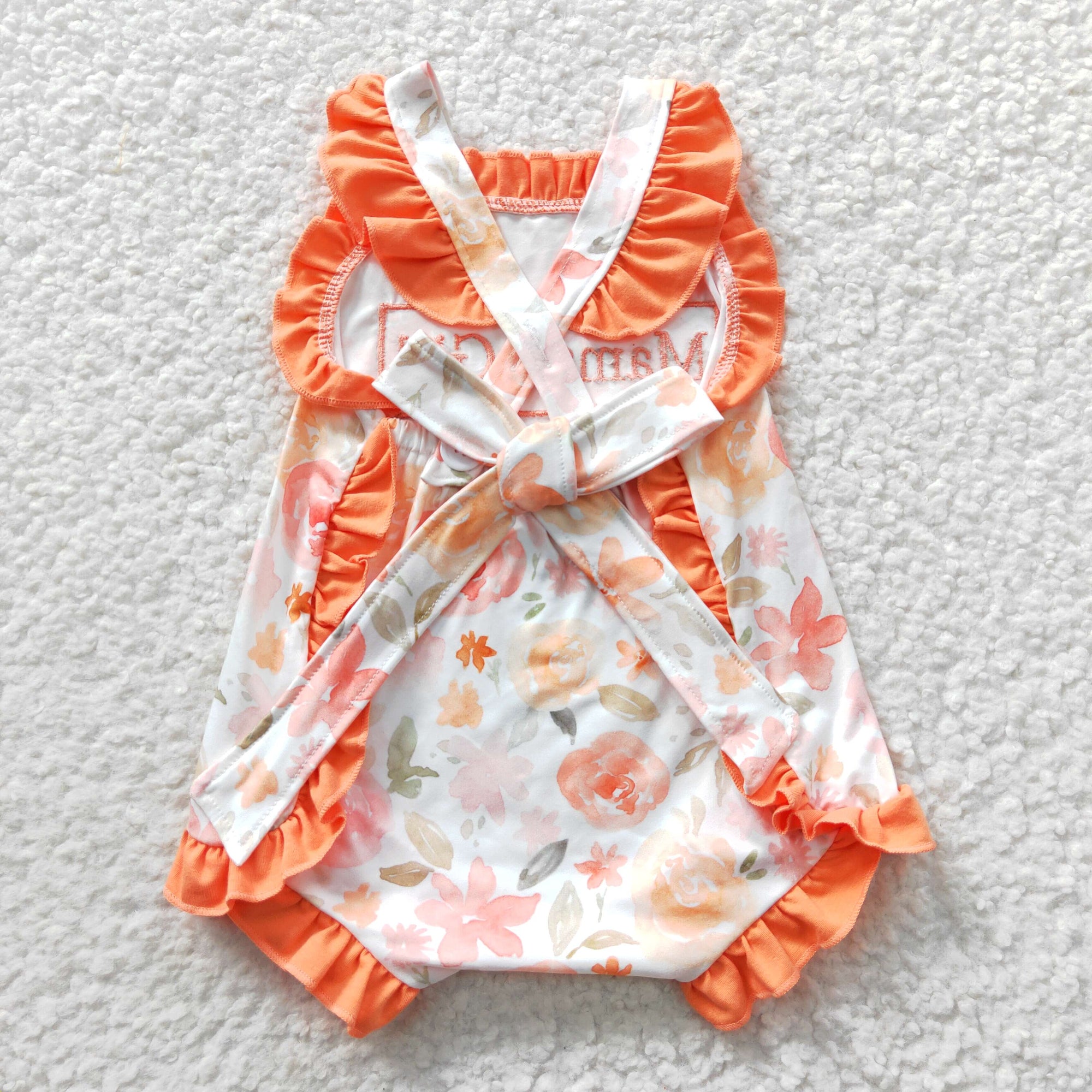 baby girl orange floral mama's girl ruffle bubble