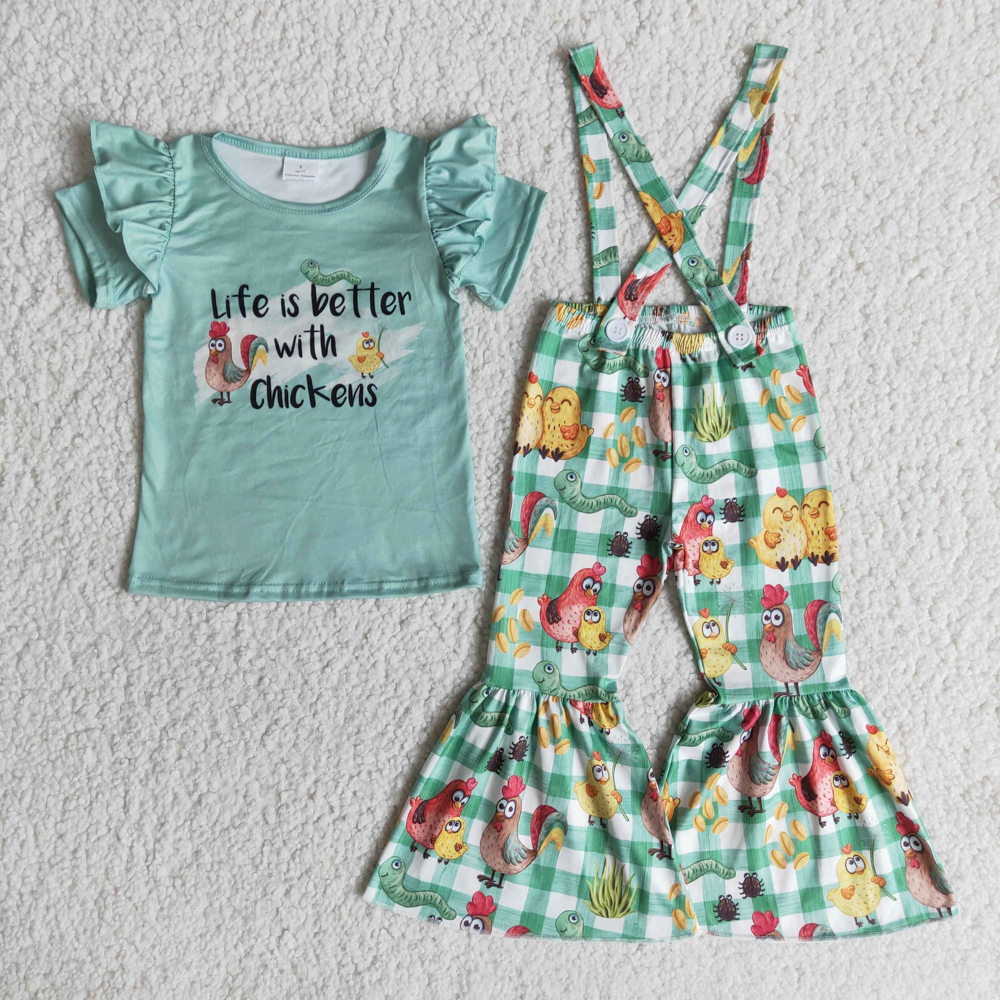 chickens cross overall set