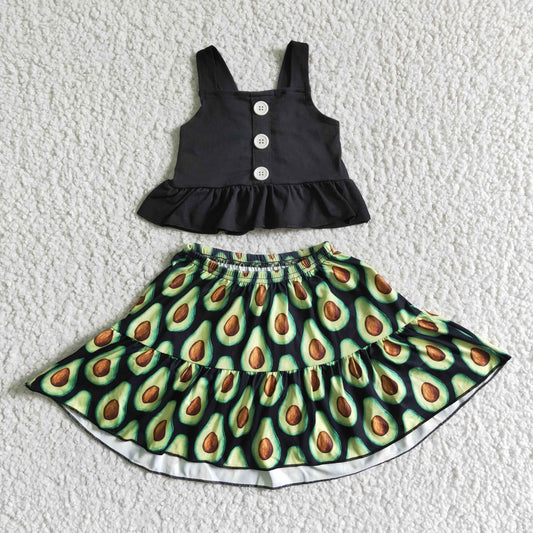 little girl 2pcs avocado skirt set
