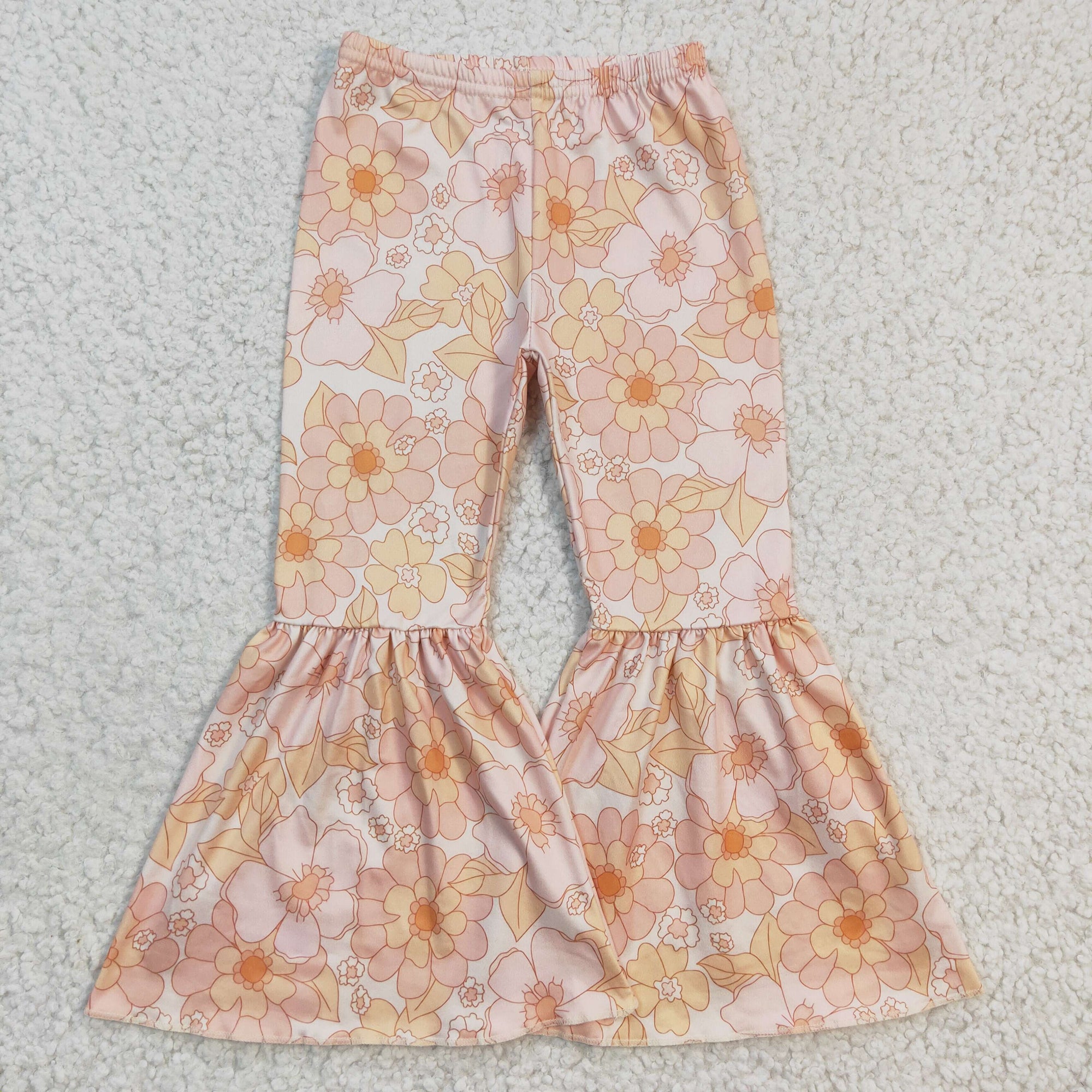 spring floral bell bottom flare pants