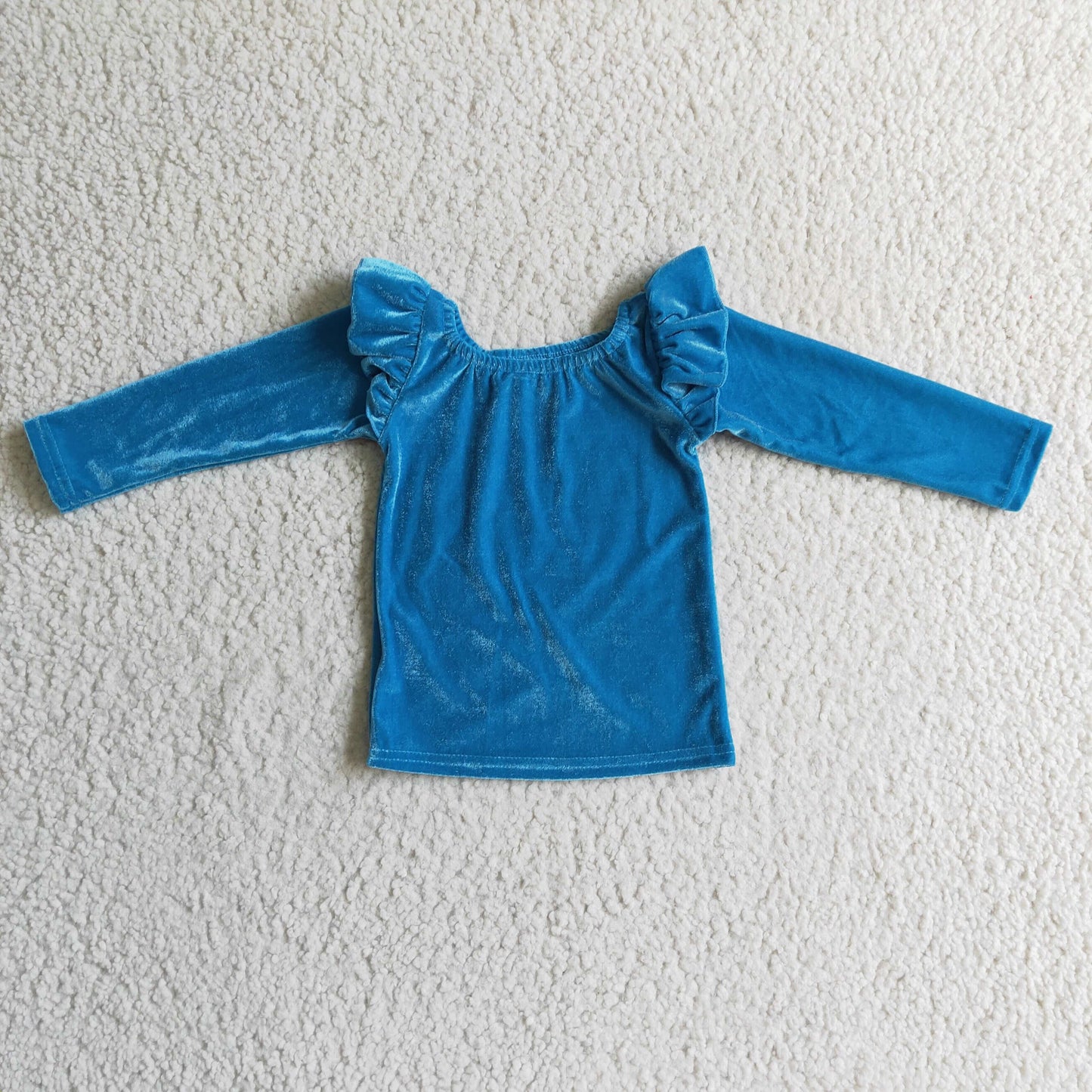 long sleeve blue velvet girls top