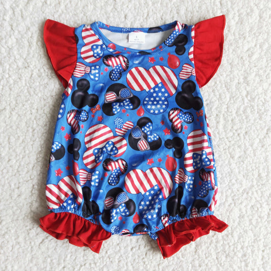 cute 4th of july cartoon flag print bubble girl