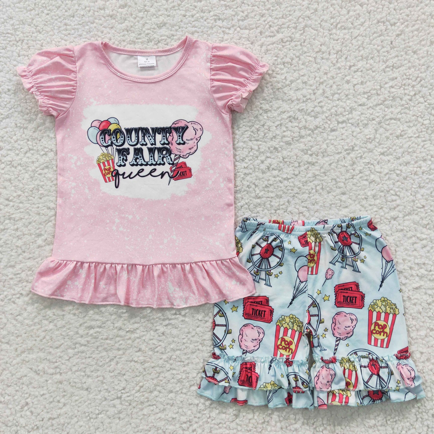 country fair queen girl shorts set outfit for summer