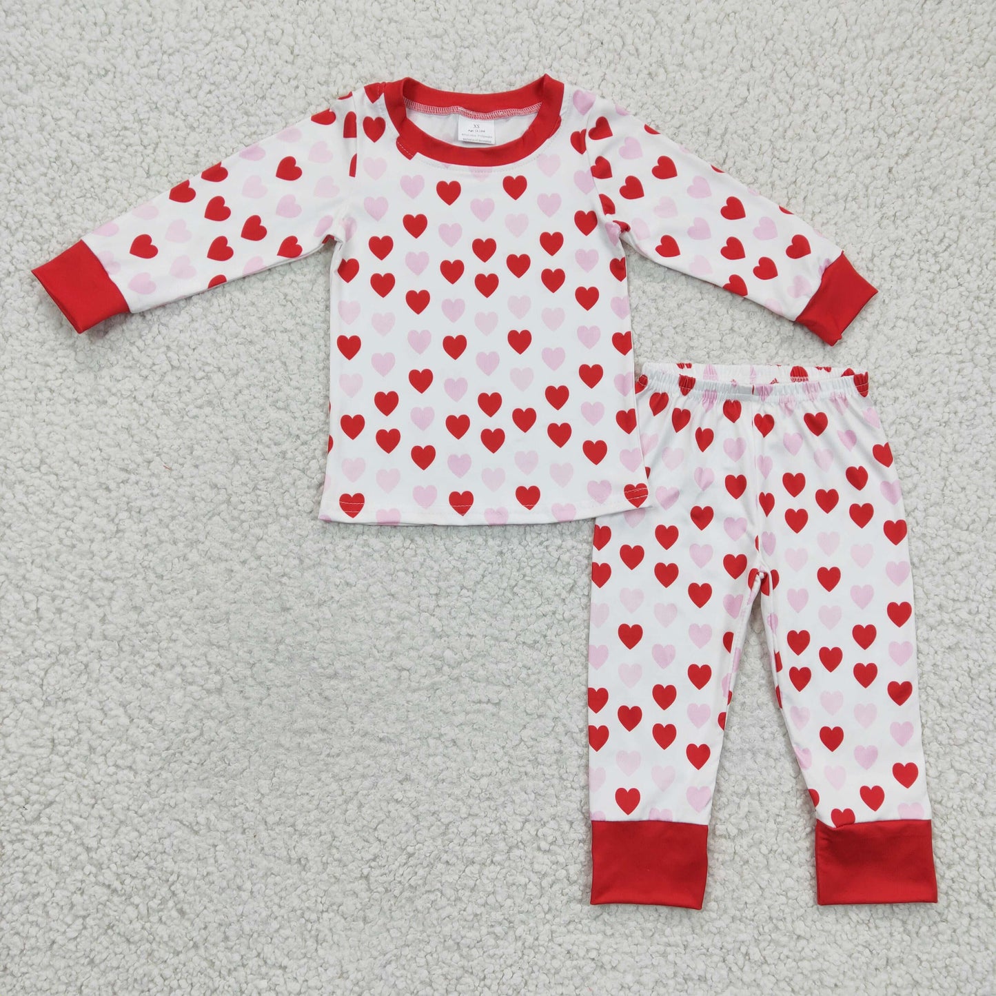 kid valentine's day red pink heart pajama outfit