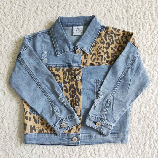 kids clothing fashion leopard denim jacket top