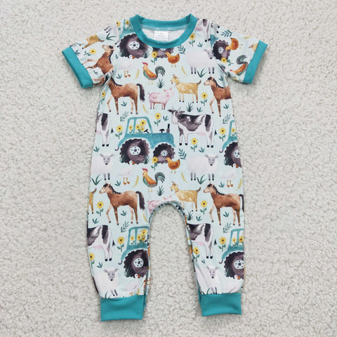 western baby boy romper farm life