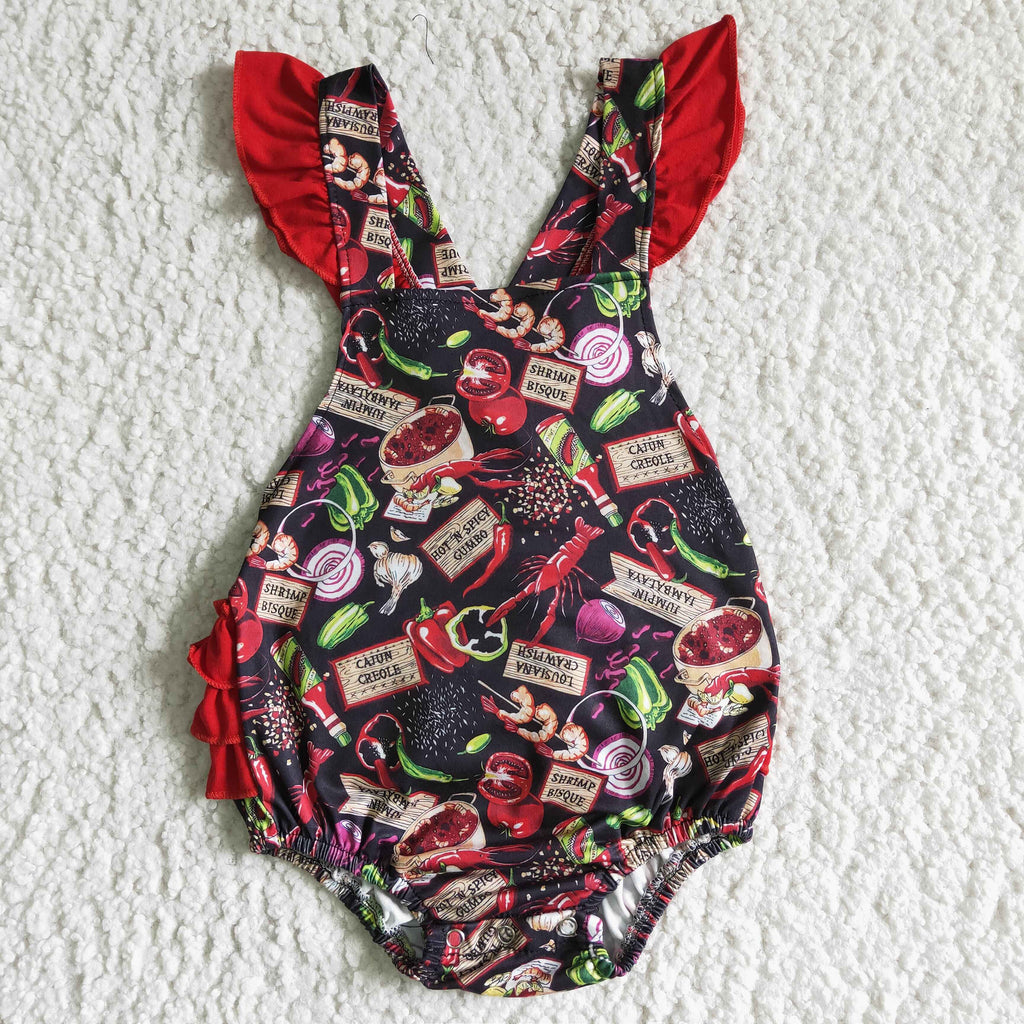 vagetable print ruffle bubble