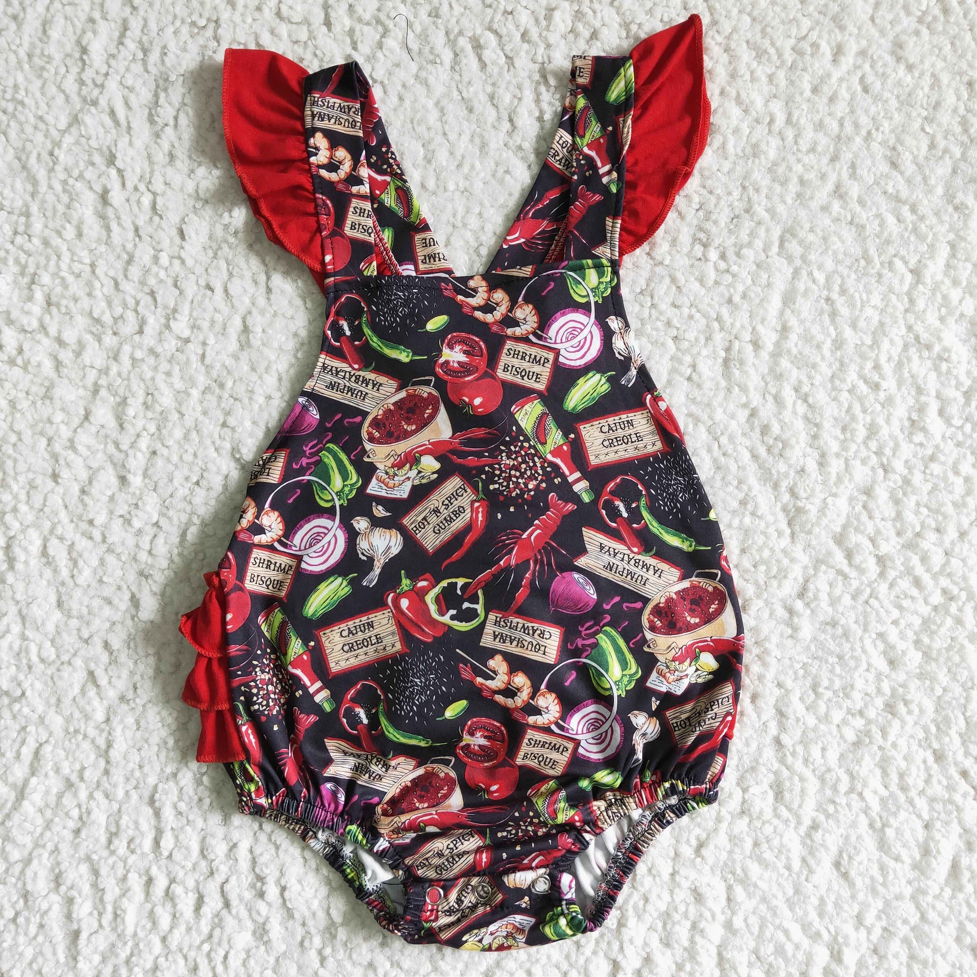 vagetable print ruffle bubble
