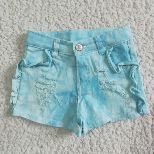 girl's clothing fashion tie dye denim shorts