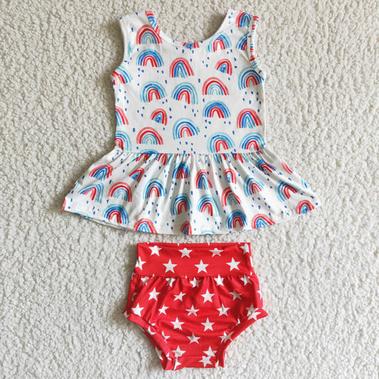 red white blue rainbow stars infant bummie set