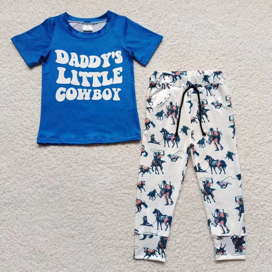 daddy's little cowboy joggers pants set boys clothes