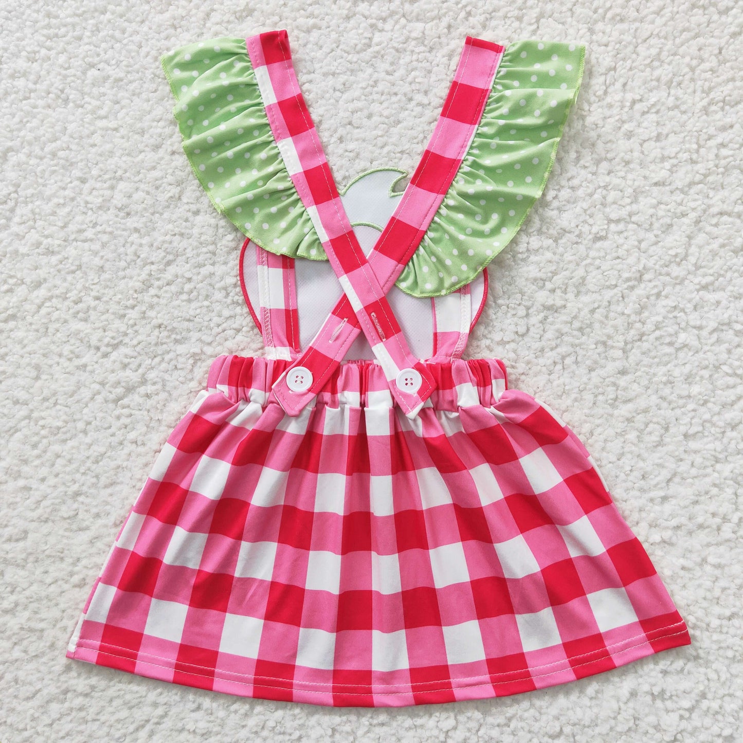 children's clothing pink plaid strawberry girl's dress
