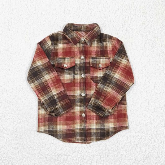 autumn/winter kids flannel plaid button top clothing