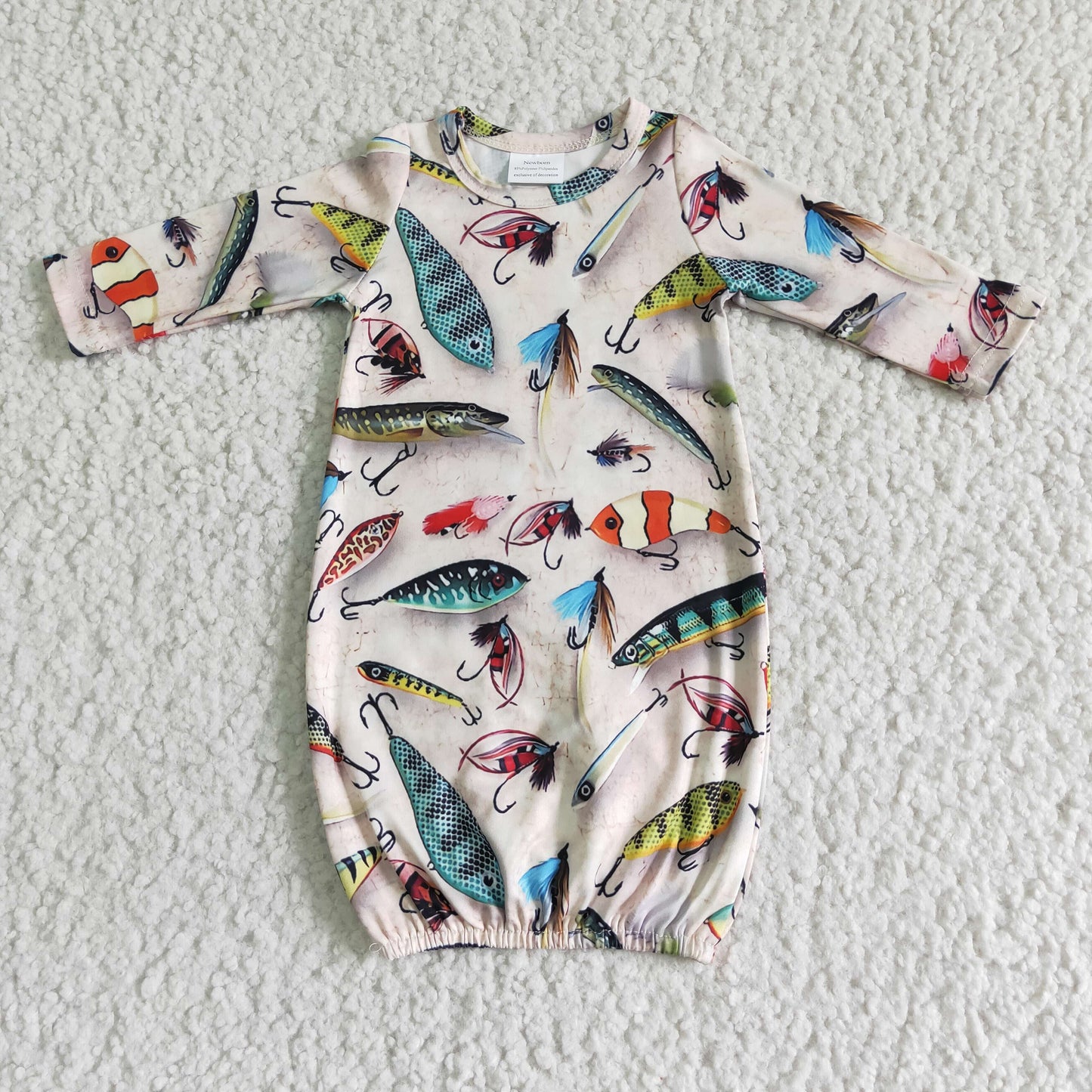 fish print baby nightgown sleepwear
