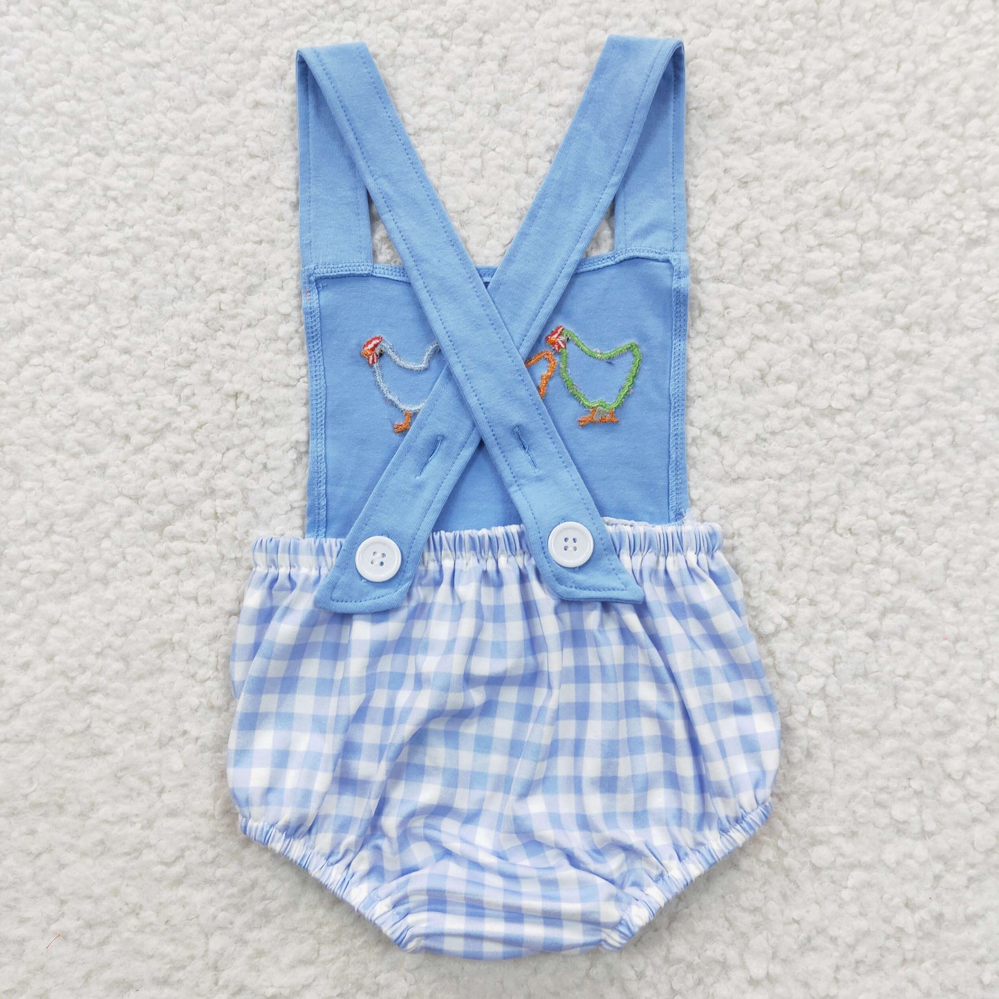 blue chicken embroidery cross bubble for baby boy