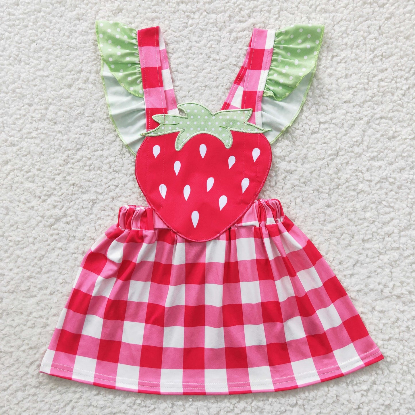 children's clothing pink plaid strawberry girl's dress