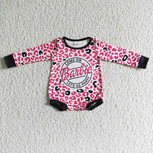 infant baby long sleeve romper bodysuit pink leopard