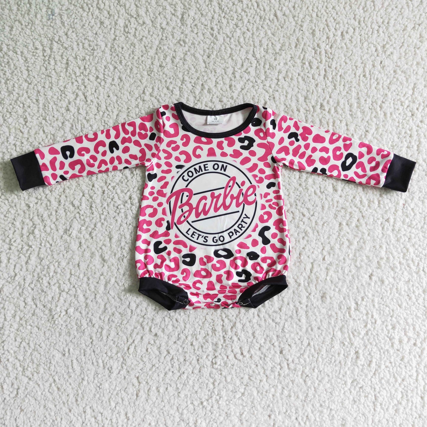 infant baby long sleeve romper bodysuit pink leopard