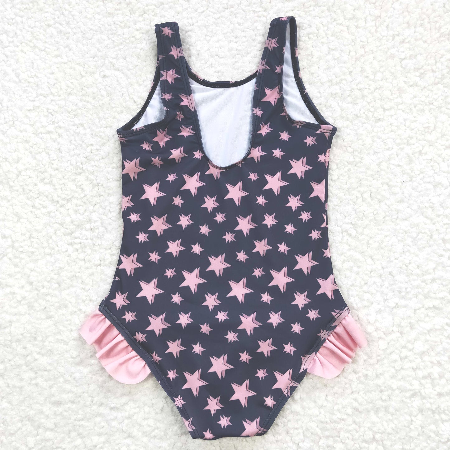 kids swim wear stars girl swimsuit with lining