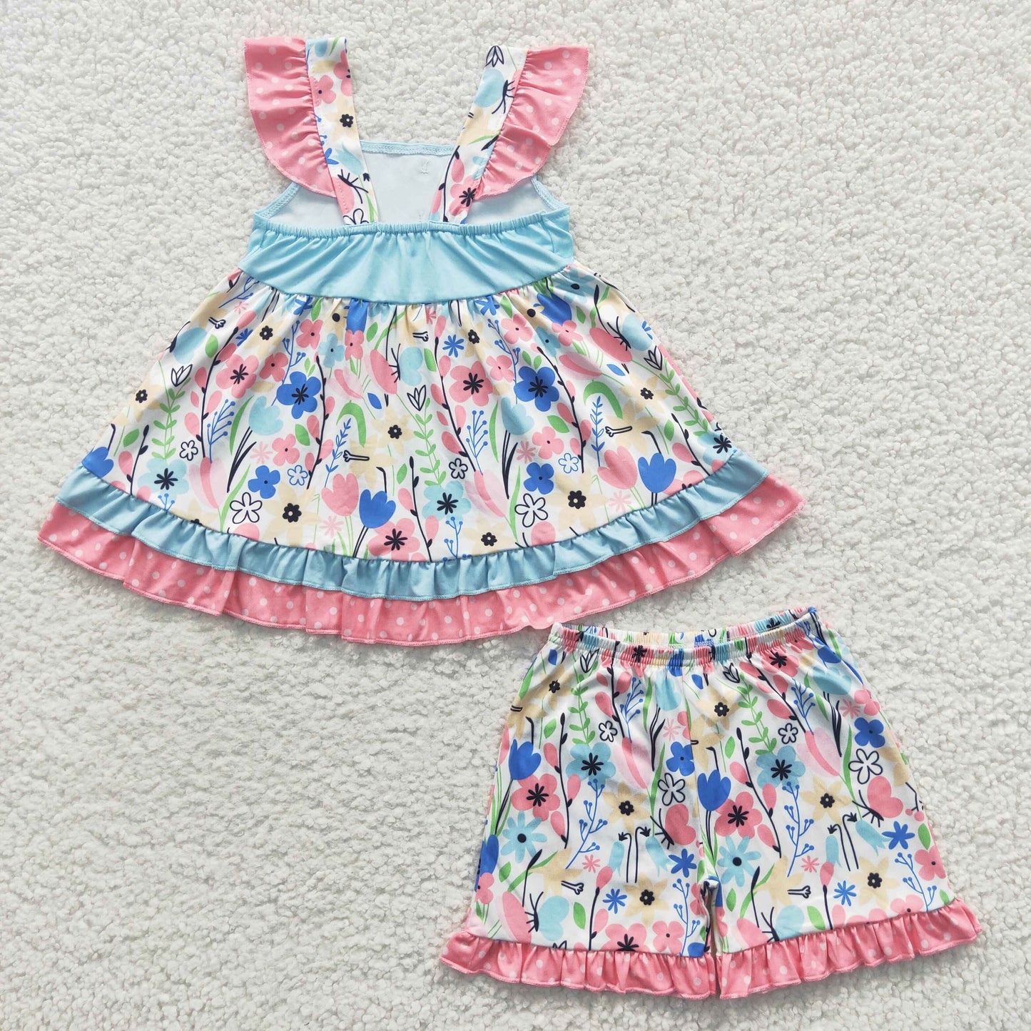 floral girl's shorts set kids clothing