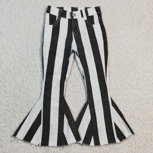 black striped denim belle bottom jeans for kids