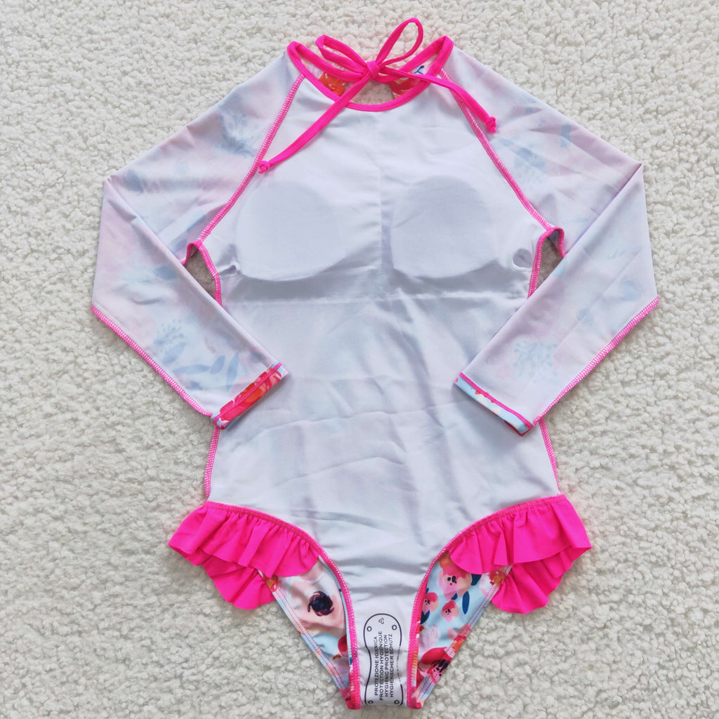 Pink Flower Dream Rash Guard Swim Suit