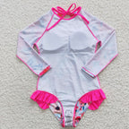 Pink Flower Dream Rash Guard Swim Suit