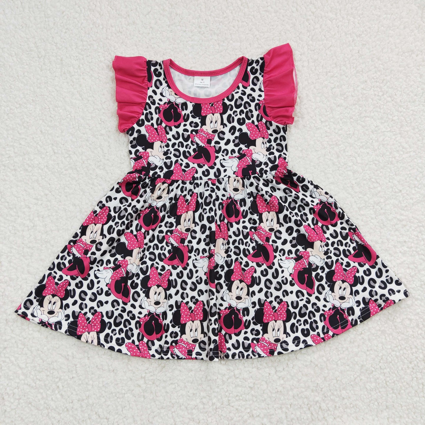 leopard cartoon dress girls summer dress