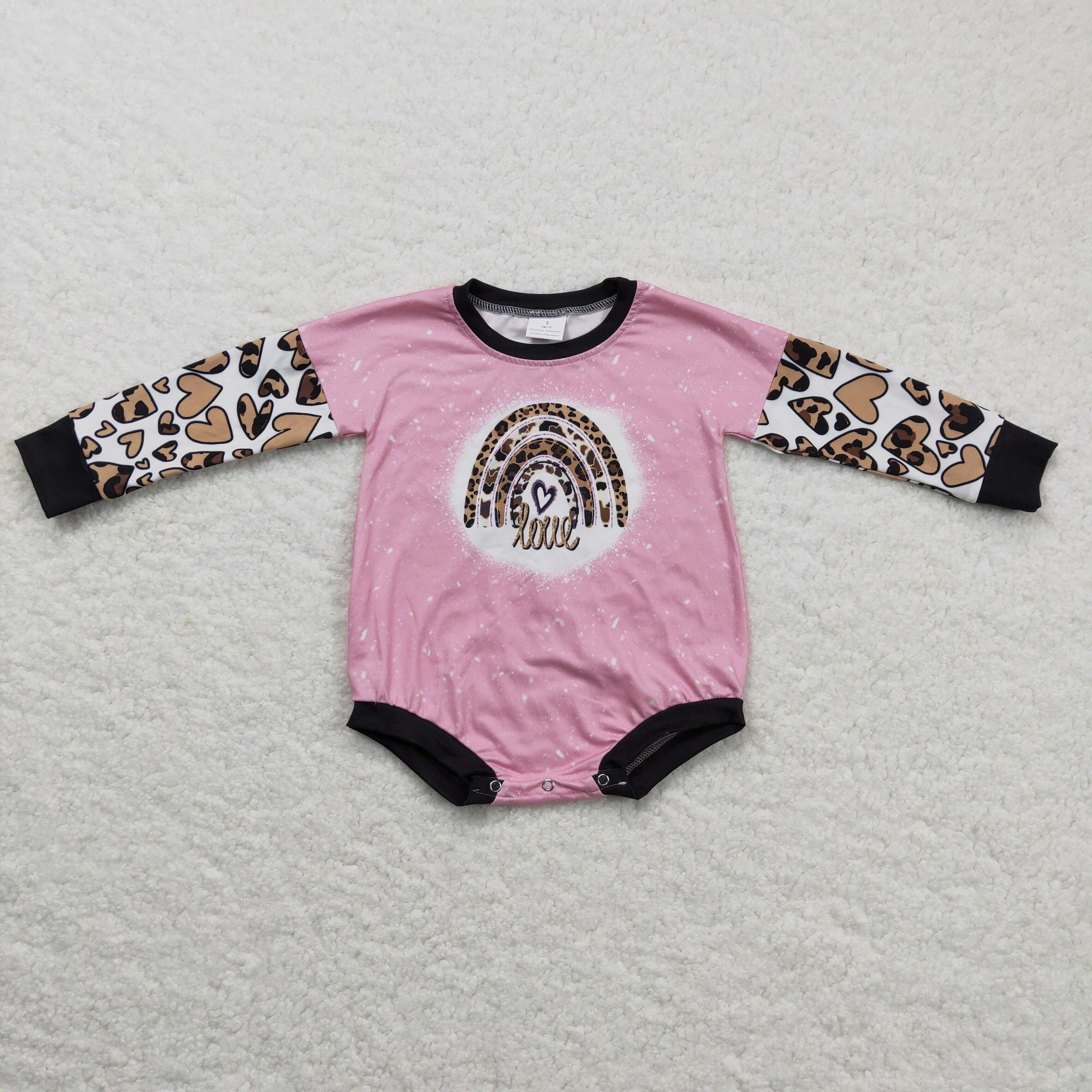 infant girl valentine rainbow heart romper