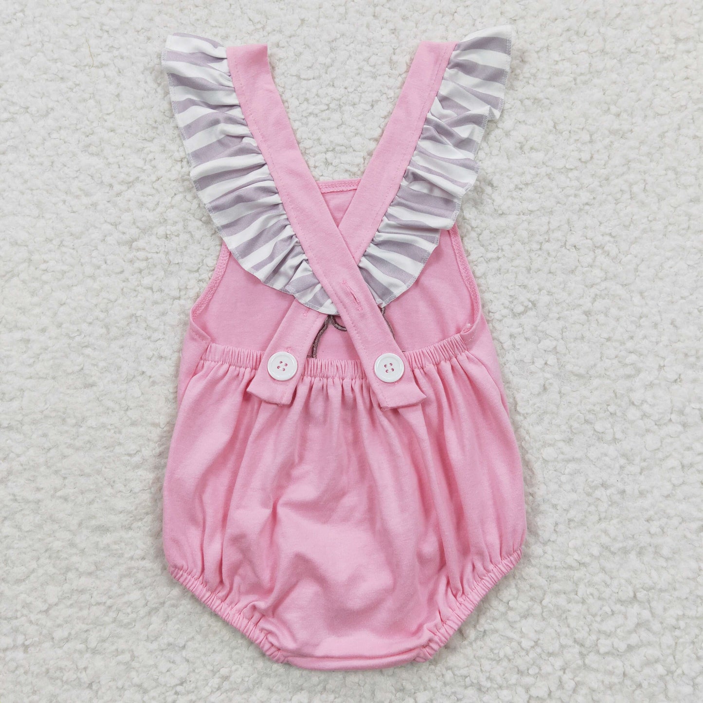 pink cotton dog embroidery cross romper for little girl