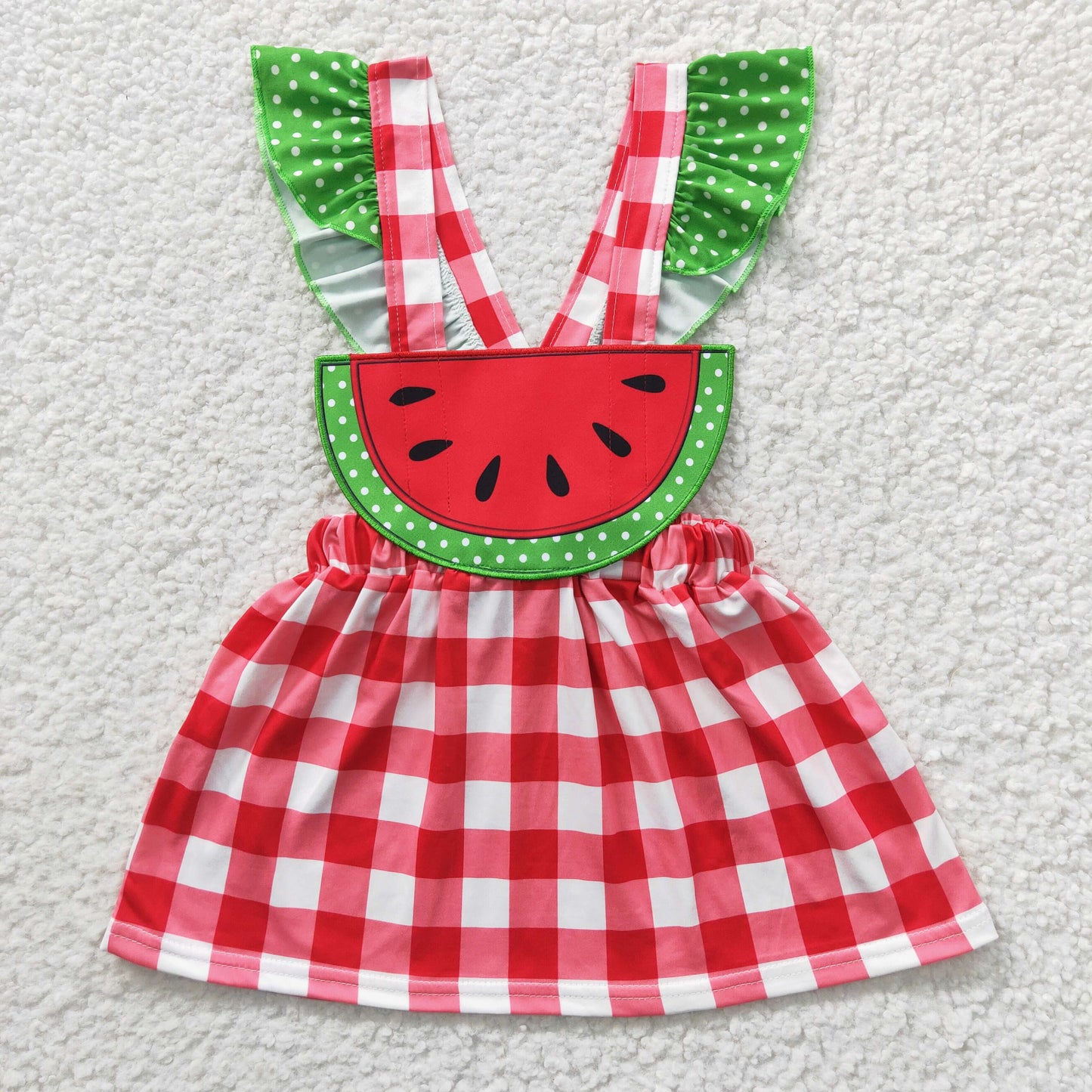 children's clothing red plaid watermelon girl dress