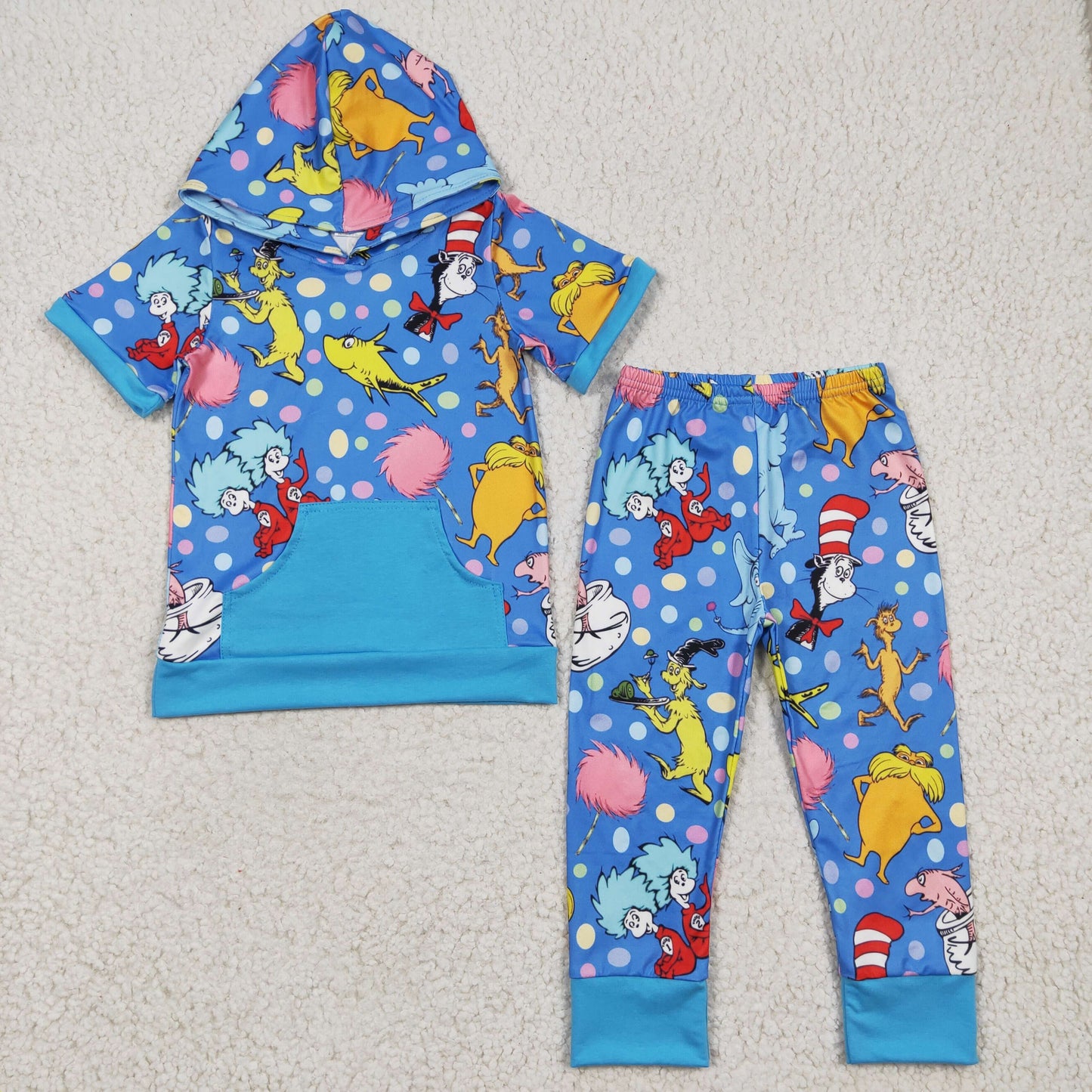 kids boy blue hoodie pants outfit dr seuss