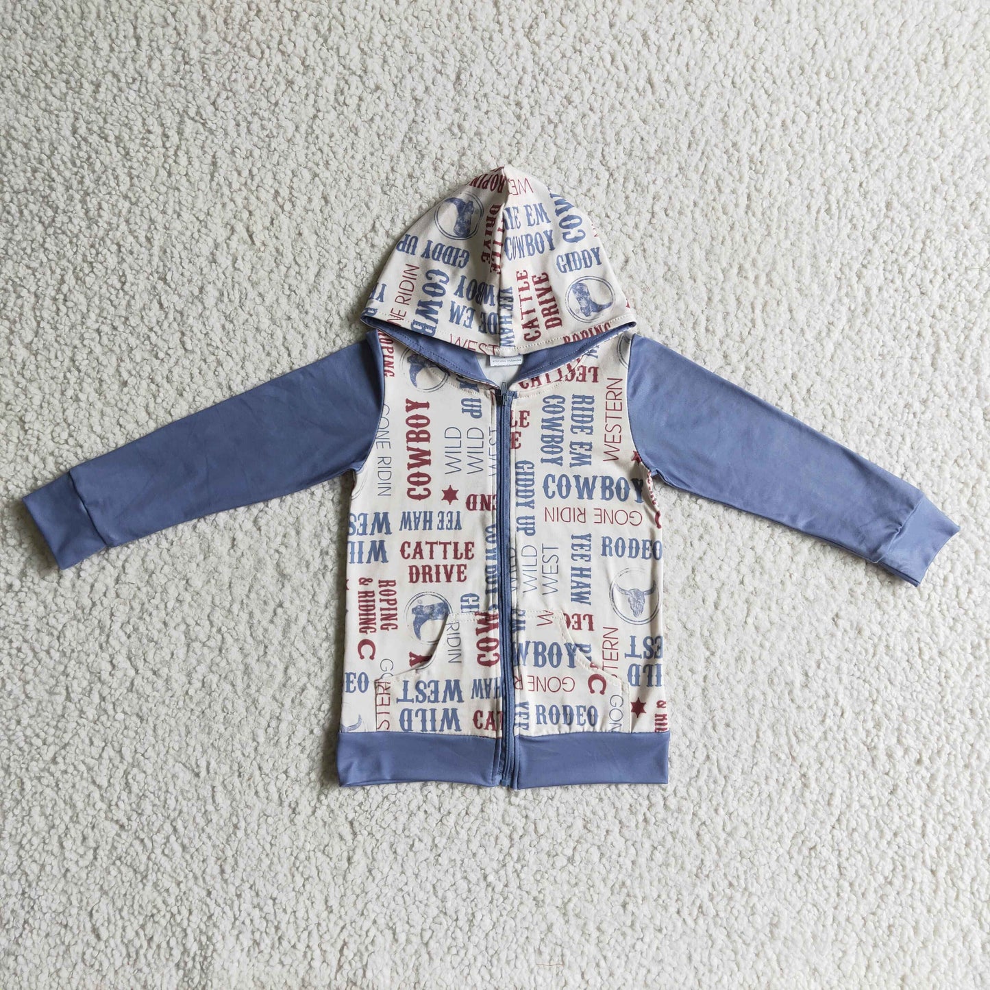boy western cowboy hoodie coat with zip top clothing