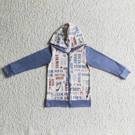 boy western cowboy hoodie coat with zip top clothing