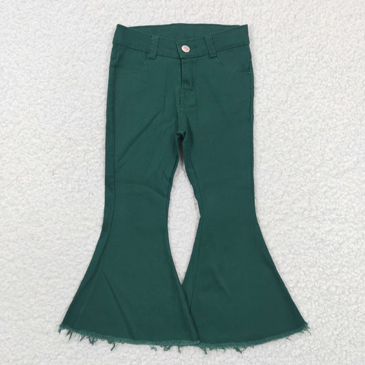 plisse flare trouser in green