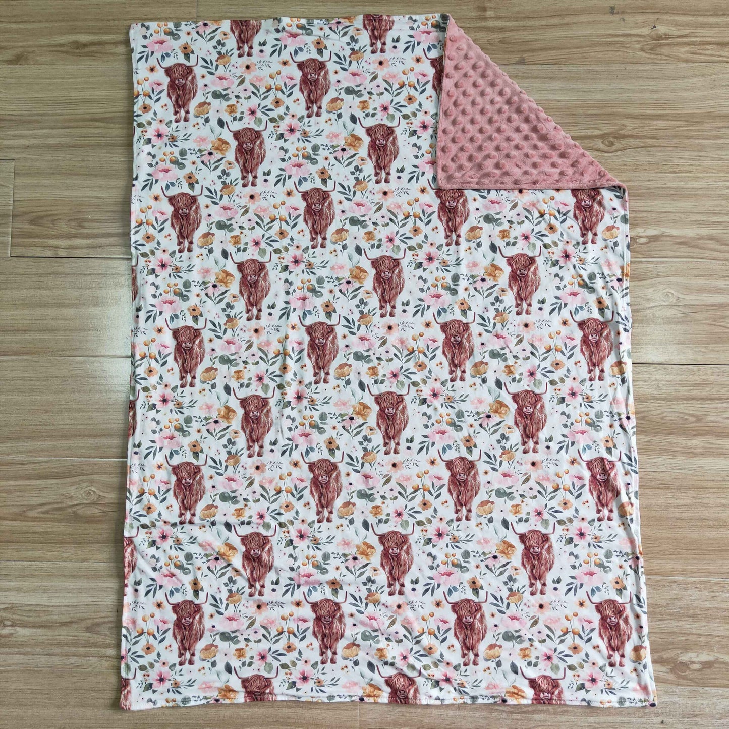 floral cows soft minky baby blanket