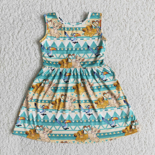 sleeveless lion cartoon dress