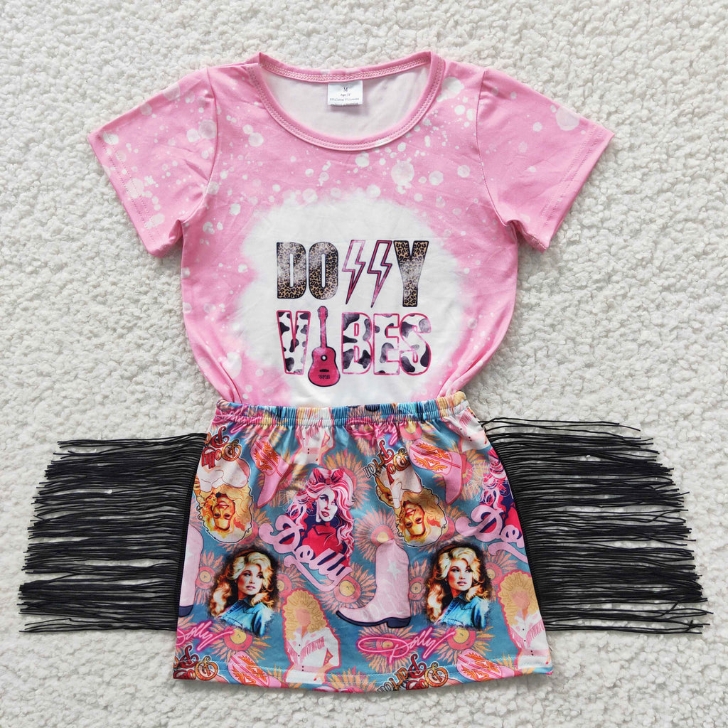 pink dolly vibes tassel fringe skirt set girl outfit