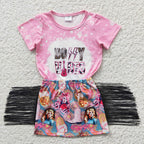 pink dolly vibes tassel fringe skirt set girl outfit