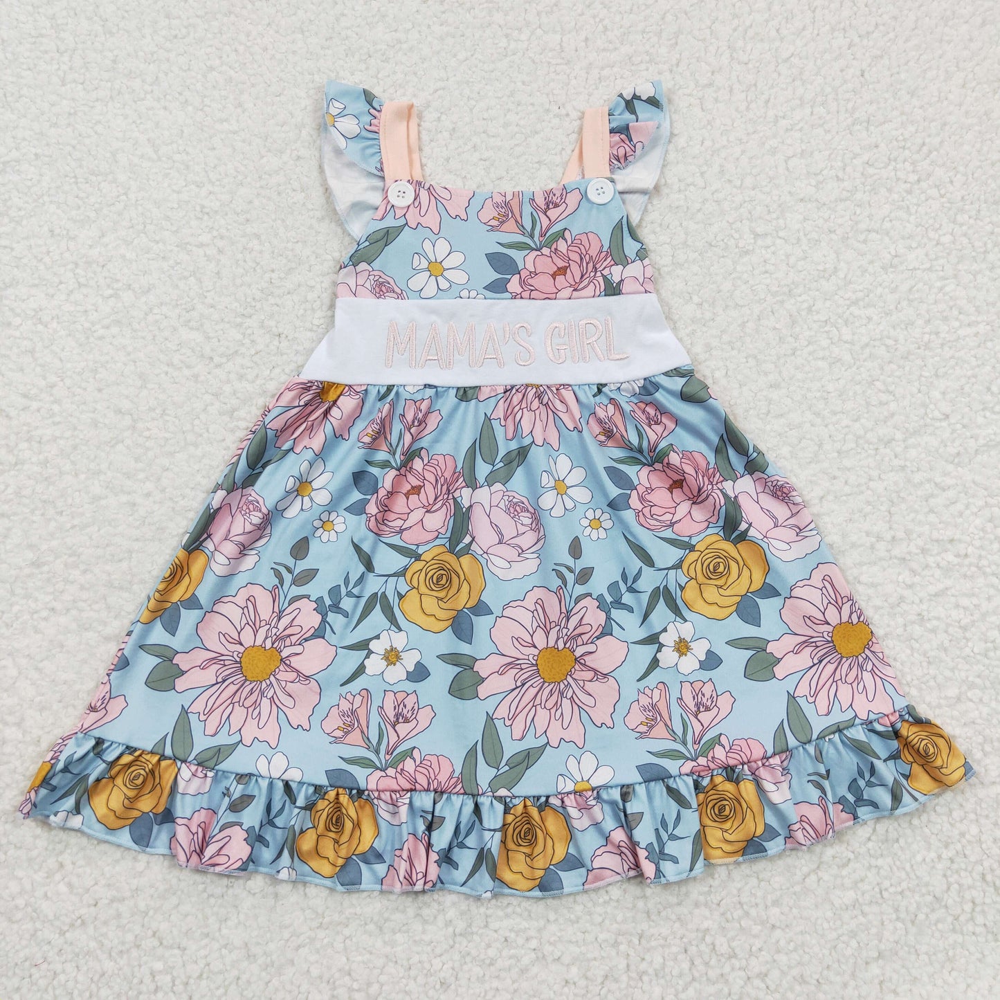 mama's girl floral bow embroidered dress