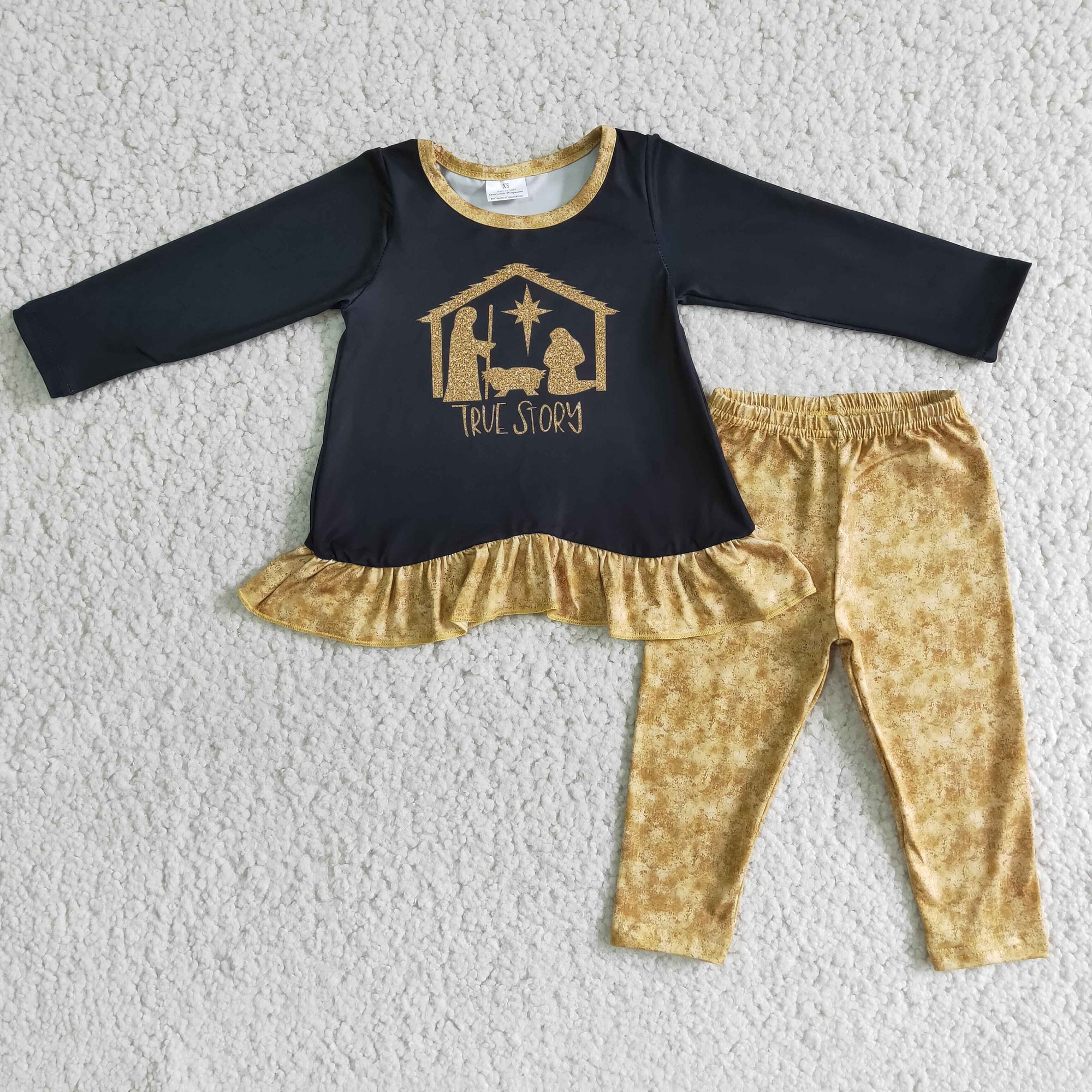 Jesus Christmas Golden Leggings Set
