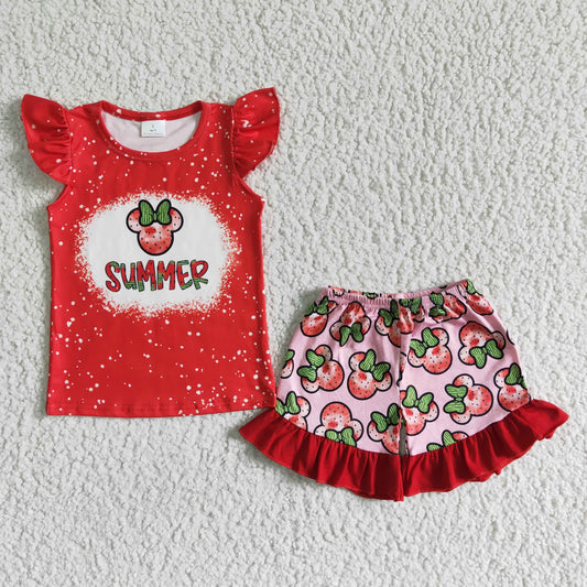 hello summer mouse watermelon girls shorts set