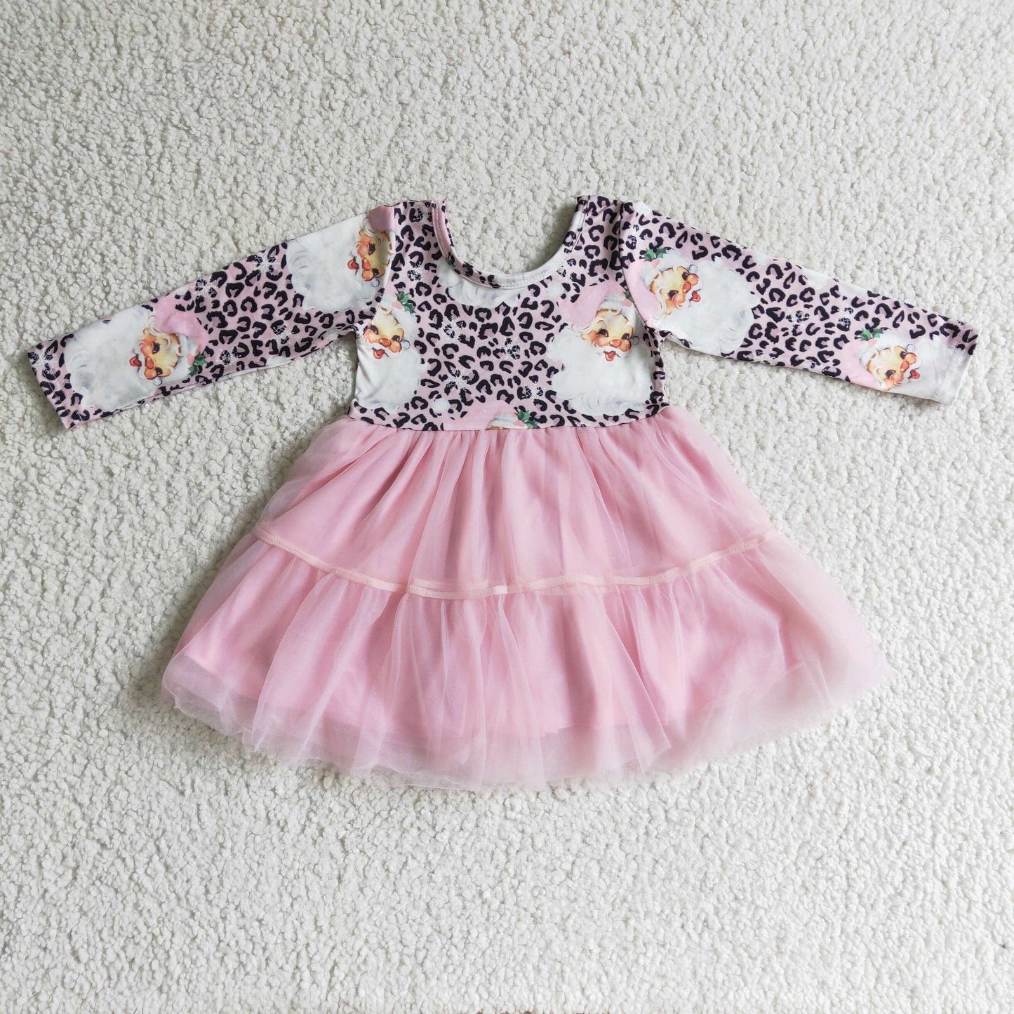 pink leopard with santa tutu dress