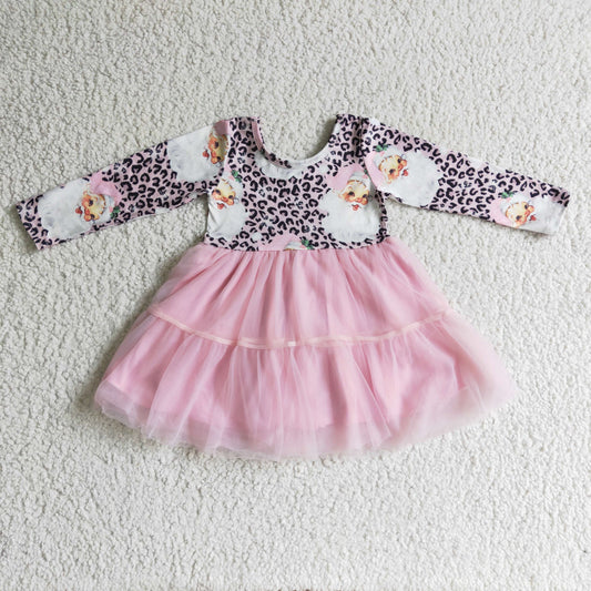 pink leopard with santa tutu dress