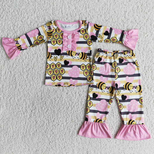 Ruffle Honeybee Pajamas Girl